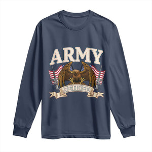 Retirement Army Veteran Long Sleeve Shirt American Flag USA Patriotic TS12 Navy Print Your Wear
