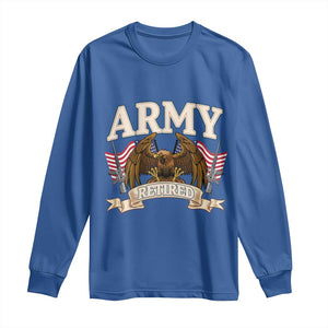 Retirement Army Veteran Long Sleeve Shirt American Flag USA Patriotic TS12 Royal Blue Print Your Wear
