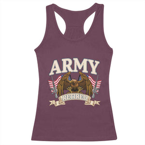 Retirement Army Veteran Racerback Tank Top American Flag USA Patriotic TS12 Maroon Print Your Wear