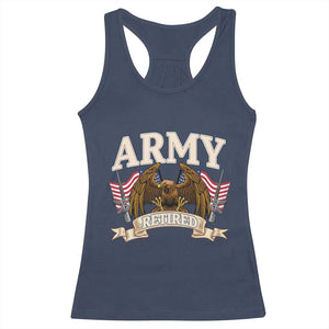Retirement Army Veteran Racerback Tank Top American Flag USA Patriotic TS12 Navy Print Your Wear