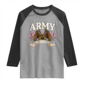 Retirement Army Veteran Raglan Shirt American Flag USA Patriotic TS12 Sport Gray Black Print Your Wear