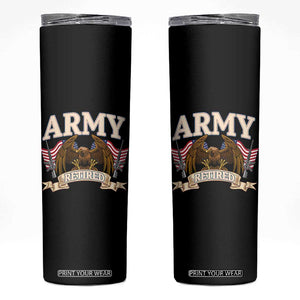 Retirement Army Veteran Skinny Tumbler American Flag USA Patriotic TS12 Black Print Your Wear