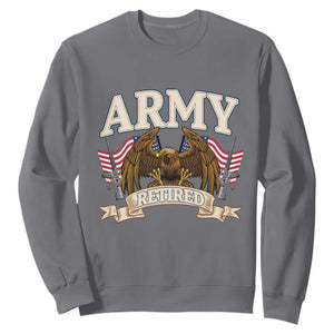 Retirement Army Veteran Sweatshirt American Flag USA Patriotic TS12 Charcoal Print Your Wear