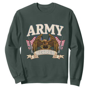 Retirement Army Veteran Sweatshirt American Flag USA Patriotic TS12 Dark Forest Green Print Your Wear