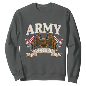 Retirement Army Veteran Sweatshirt American Flag USA Patriotic TS12 Dark Heather Print Your Wear