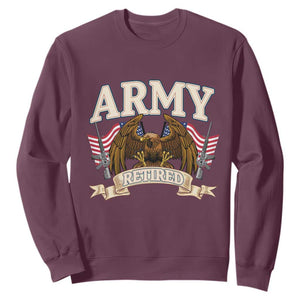 Retirement Army Veteran Sweatshirt American Flag USA Patriotic TS12 Maroon Print Your Wear
