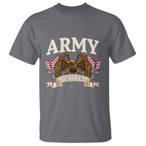 Retirement Army Veteran T Shirt American Flag USA Patriotic TS12 Charcoal Print Your Wear