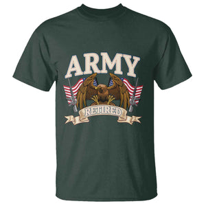 Retirement Army Veteran T Shirt American Flag USA Patriotic TS12 Dark Forest Green Print Your Wear