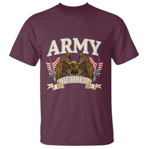 Retirement Army Veteran T Shirt American Flag USA Patriotic TS12 Maroon Print Your Wear