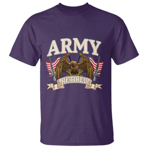 Retirement Army Veteran T Shirt American Flag USA Patriotic TS12 Purple Print Your Wear