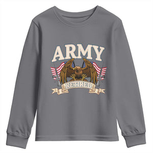 Retirement Army Veteran Youth Sweatshirt American Flag USA Patriotic TS12 Charcoal Print Your Wear