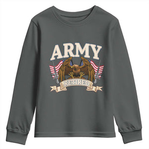 Retirement Army Veteran Youth Sweatshirt American Flag USA Patriotic TS12 Dark Heather Print Your Wear