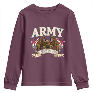 Retirement Army Veteran Youth Sweatshirt American Flag USA Patriotic TS12 Maroon Print Your Wear