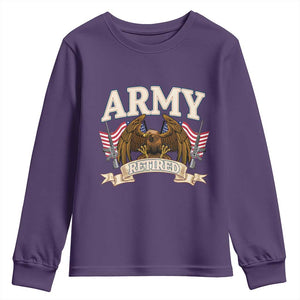 Retirement Army Veteran Youth Sweatshirt American Flag USA Patriotic TS12 Purple Print Your Wear
