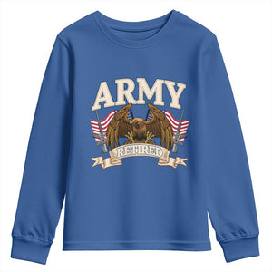 Retirement Army Veteran Youth Sweatshirt American Flag USA Patriotic TS12 Royal Blue Print Your Wear