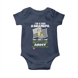 Retired Army Baby Onesie Funny I Am A Dad A Grandpa Nothing Scares Me TS12 Navy Print Your Wear