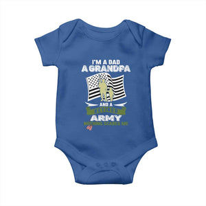 Retired Army Baby Onesie Funny I Am A Dad A Grandpa Nothing Scares Me TS12 Royal Blue Print Your Wear
