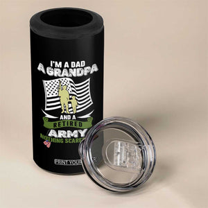 Retired Army 4 in 1 Can Cooler Tumbler Funny I Am A Dad A Grandpa Nothing Scares Me TS12 Print Your Wear