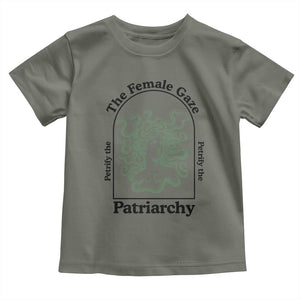 Feminist Toddler T Shirt The Female Gaze Petrify The Patriarchy Mythology Medusa TS12 Military Green Print Your Wear