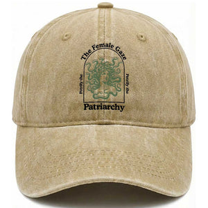 Feminist Washed Cotton Baseball Cap The Female Gaze Petrify The Patriarchy Mythology Medusa TS12 Print Your Wear