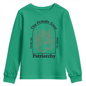 Feminist Youth Sweatshirt The Female Gaze Petrify The Patriarchy Mythology Medusa TS12 Irish Green Print Your Wear