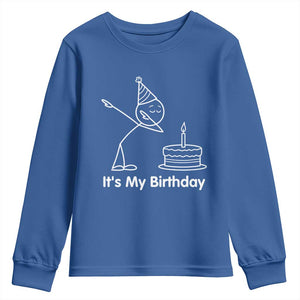 Dabbing Stickman Party Humor Gift Youth Sweatshirt It Is My Birthday