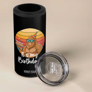 It Is My Birthday 4 in 1 Can Cooler Tumbler Funny Bigfoot Blowing Candle Birthday Cake