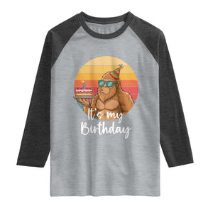 It Is My Birthday Raglan Shirt Funny Bigfoot Blowing Candle Birthday Cake