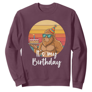 It Is My Birthday Sweatshirt Funny Bigfoot Blowing Candle Birthday Cake