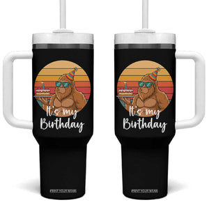 It Is My Birthday Tumbler With Handle Funny Bigfoot Blowing Candle Birthday Cake