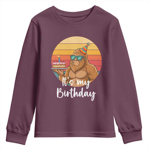 It Is My Birthday Youth Sweatshirt Funny Bigfoot Blowing Candle Birthday Cake