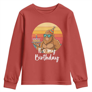 It Is My Birthday Youth Sweatshirt Funny Bigfoot Blowing Candle Birthday Cake