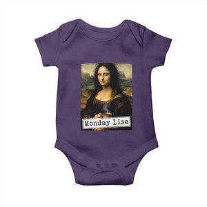 Monday Lisa Coffee Lover Baby Onesie Funny Mona Lisa Art Parody Graphic Tired Work