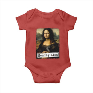 Monday Lisa Coffee Lover Baby Onesie Funny Mona Lisa Art Parody Graphic Tired Work
