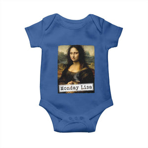 Monday Lisa Coffee Lover Baby Onesie Funny Mona Lisa Art Parody Graphic Tired Work
