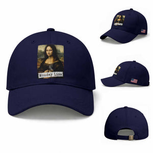 Monday Lisa Coffee Lover Baseball Cap Funny Mona Lisa Art Parody Graphic Tired Work