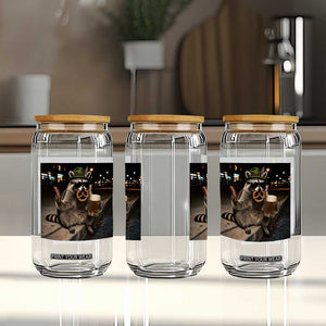 Funny Oktoberfest Raccoon Glass Can Cute Trash Panda Beer Festival Bavarian Gift
