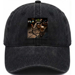 Funny Oktoberfest Raccoon Washed Cotton Baseball Cap Cute Trash Panda Beer Festival Bavarian Gift