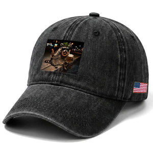 Funny Oktoberfest Raccoon Washed Cotton Baseball Cap Cute Trash Panda Beer Festival Bavarian Gift