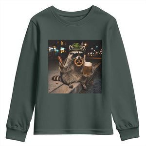 Funny Oktoberfest Raccoon Youth Sweatshirt Cute Trash Panda Beer Festival Bavarian Gift