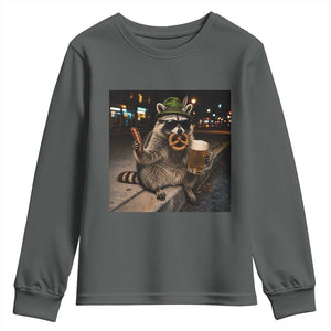 Funny Oktoberfest Raccoon Youth Sweatshirt Cute Trash Panda Beer Festival Bavarian Gift