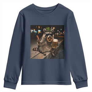 Funny Oktoberfest Raccoon Youth Sweatshirt Cute Trash Panda Beer Festival Bavarian Gift