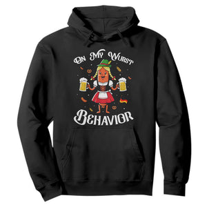 Funny Oktoberfest Sausage Dirndl German Beer Hoodie On My Wurst Behavior