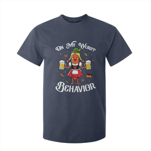 Funny Oktoberfest Sausage Dirndl German Beer T Shirt For Kid On My Wurst Behavior