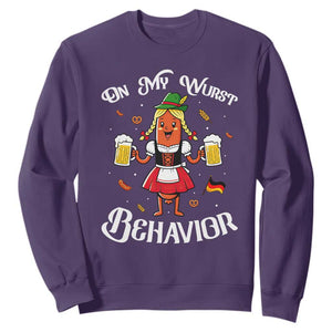 Funny Oktoberfest Sausage Dirndl German Beer Sweatshirt On My Wurst Behavior