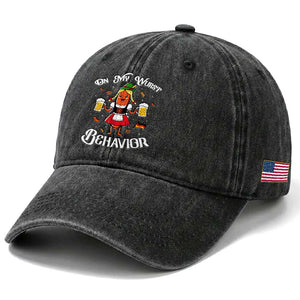 Funny Oktoberfest Sausage Dirndl German Beer Washed Cotton Baseball Cap On My Wurst Behavior