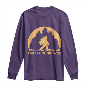 Knitting Bigfoot In The Wild Funny Gift Long Sleeve Shirt TS12 Purple Print Your Wear