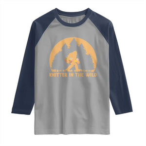 Knitting Bigfoot In The Wild Funny Gift Raglan Shirt TS12 Sport Gray Navy Print Your Wear