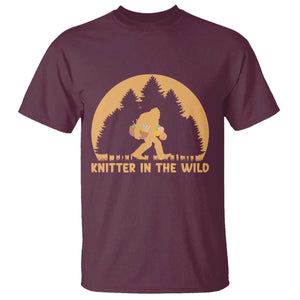 Knitting Bigfoot In The Wild Funny Gift T Shirt TS12 Maroon Print Your Wear