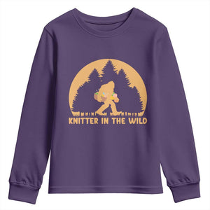 Knitting Bigfoot In The Wild Funny Gift Youth Sweatshirt TS12 Purple Print Your Wear